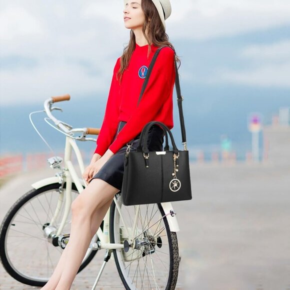 Purse and Handbags for Women, 3 Zip Compartments Tote Bag Designer Shoulder Purs - Picture 3 of 7